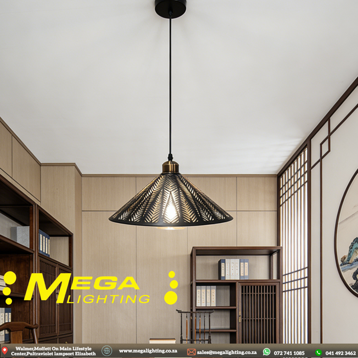 perforated-cone-metal-pendant-light-black-white-industrial-south-africa