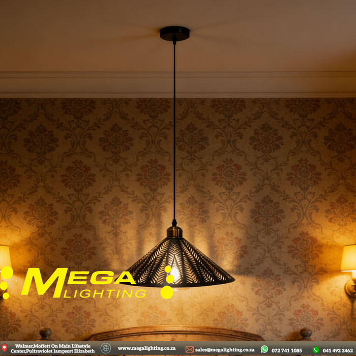 perforated-cone-metal-pendant-light-black-white-industrial-south-africa