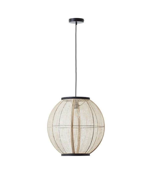 Zaire Globe Pendant Ceiling Lamp, Natural Linen, Matt Black