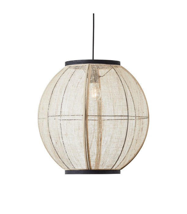 Zaire Globe Pendant Ceiling Lamp, Natural Linen, Matt Black