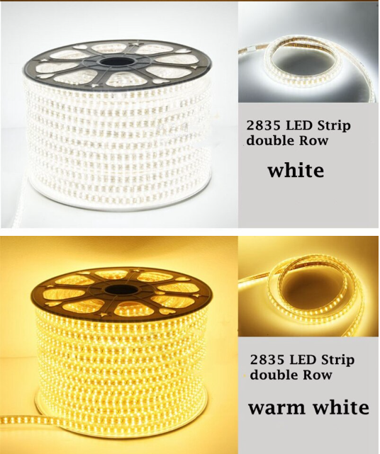 220v LED Strip double Row  SMD 2835 3528 LED Strip light IP65 Waterproof 1M.