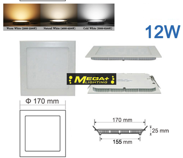 3W 6W 9W 12W 18W 24W LED downlight Square led panel light