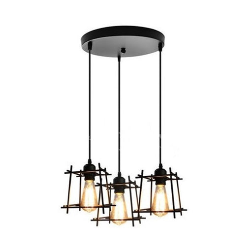 Wire Frame Pendant Light with Round Canopy 3 Lights