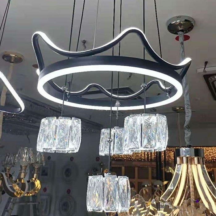 Modern Minimalist Round Crystal Chandelier 4 Light