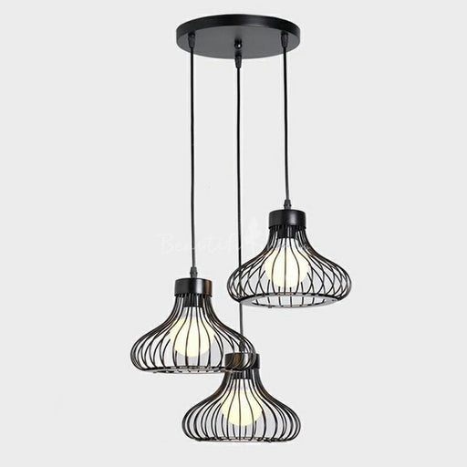 3 Lights Bird Cage Pendant Lamp Metal