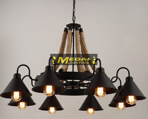 Black Painted Hemp Rope Pendant Light for Bar Cafe Dining RoomBlack Painted Hemp Rope Pendant Light for Bar Cafe Dining Room