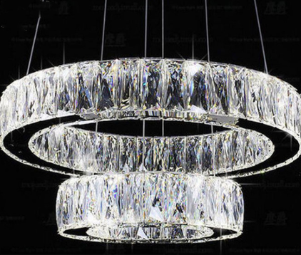 Crystal 2 rings LED pendant lamp bedroom dining room