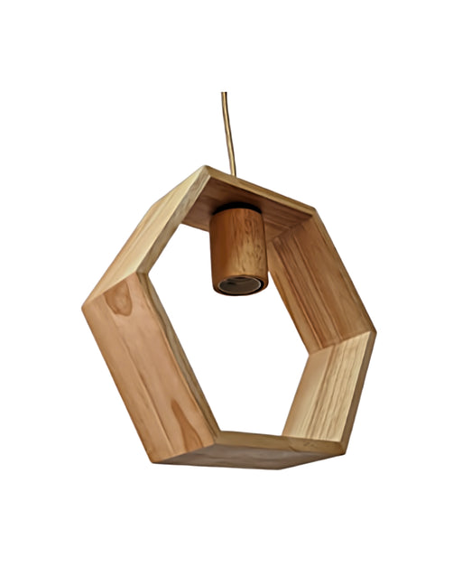 Hanging wood circle pendant light