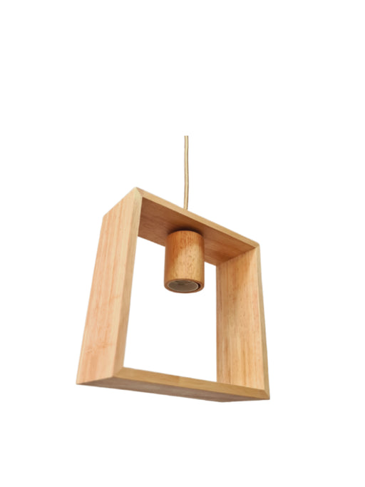 Square wood hanging pendant light.