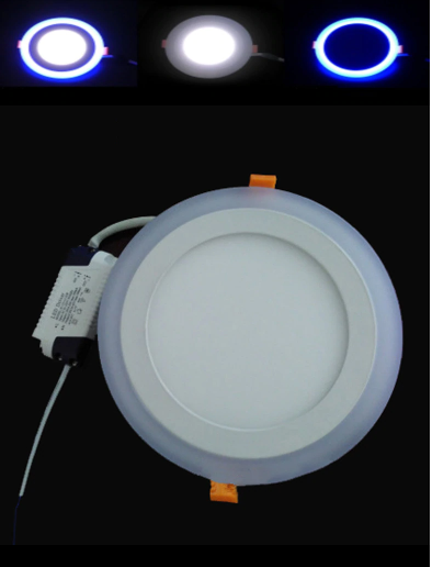 Blue+White Round LED Panel Downlight 6W 9W 16W 24W Double LED Panel Lights.