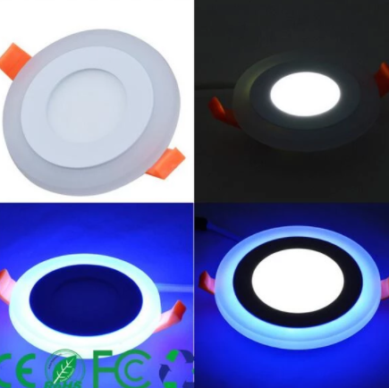 Blue+White Round LED Panel Downlight 6W 9W 16W 24W Double LED Panel Lights.