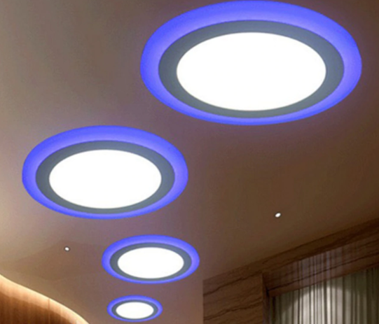 Blue+White Round LED Panel Downlight 6W 9W 16W 24W Double LED Panel Lights.