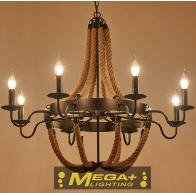 Black Color rope Pendant chandelier Fixtures