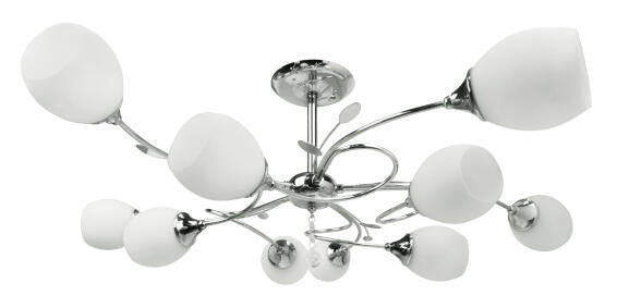 Pendant lamp E27 INSPIRE 10bulb metal chrome white akacia with glass
