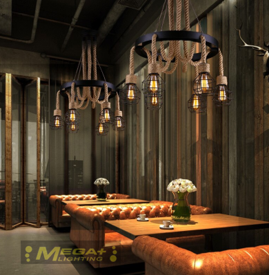 Vintage pendant lights rope Edison E27 Bulb lamp Mega Lighting