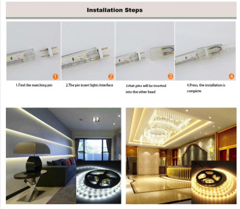 220V Led strip IP65 Waterproof 3014 SMD 120 Leds/M White, Warm White.