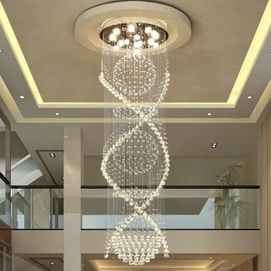 LED crystal pendant light 2.5m long Modern Villa