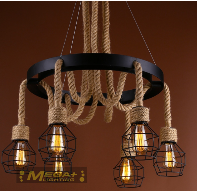 Vintage pendant lights rope Edison E27 Bulb lamp