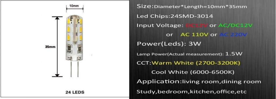 3W//7w AC/DC 12V G4 G9 E14 LED Lamp Replace