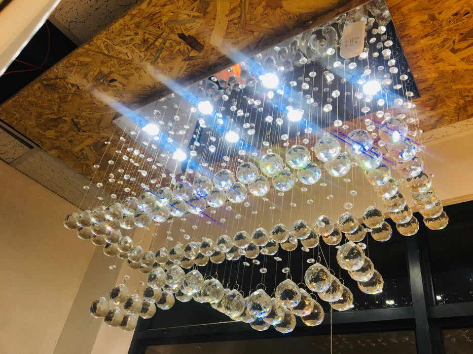 LED Modern Rectangle Living Room Crystal Chandeliers
