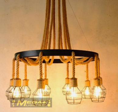 Vintage pendant lights rope Edison E27 Bulb lamp