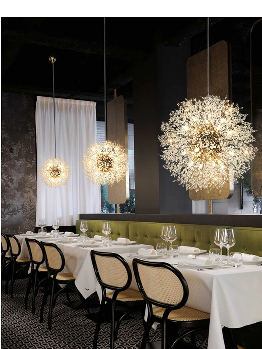 8/9/12/16 Head Modern Chrome Crystal Dandelion Chandelier Lighting Spark Ball Pendant Lamp