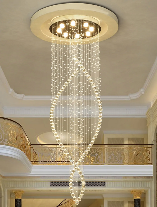 LED crystal pendant light 2m long Modern Villa Staircase