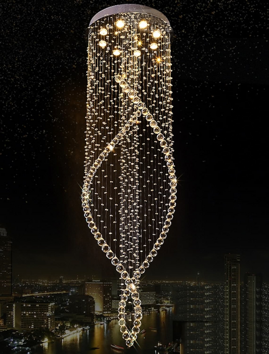 LED crystal pendant light 2m long Modern Villa Staircase