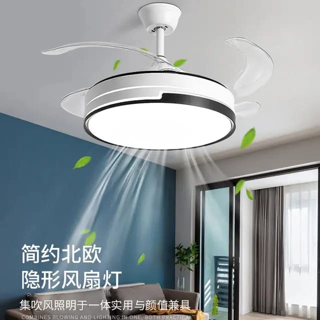 Ceiling Fan With Light 42 inch Retractable Invisible Fan Light Ceiling