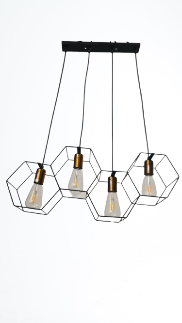 4 light metal lamp cage pendant light