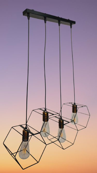 4 light metal lamp cage pendant light