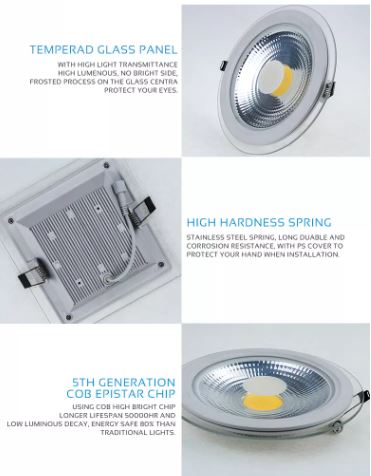 LED Panel Glass Square Downlight  Super Bright round Ceiling Recessed Panel Lights