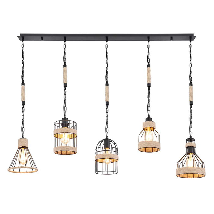 hanging-lamp-cage-hemp-rope-5-hangers-black-pendant-light-industrial-vintage-cafe-dining-lighting-mega-lighting-south-africa