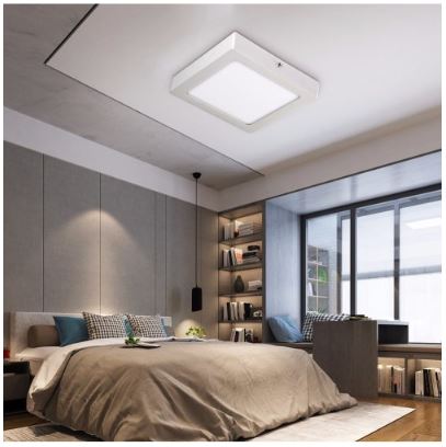 24W, 18W, 12W, 6W LED Ceiling Lights: Surface Mounted Square Complete with Fittings + Driver.